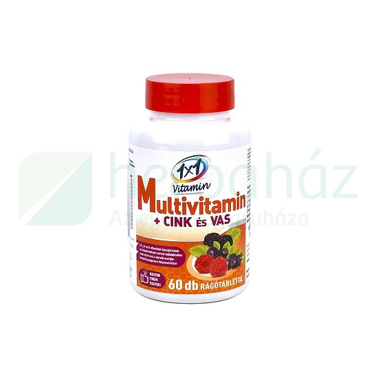 1X1 VITADAY RÁGÓTABLETTA MULTIVITAMIN + CINK + VAS 60DB