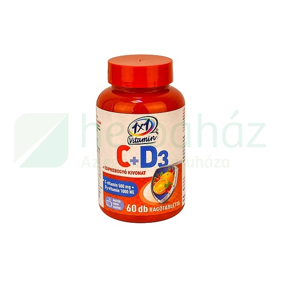 1X1 VITAMIN C-VITAMIN 500MG+D3 -VITAMIN CSIPKEBOGYÓKIVONAT NARANCS ÍZŰ TABLETTA  60DB