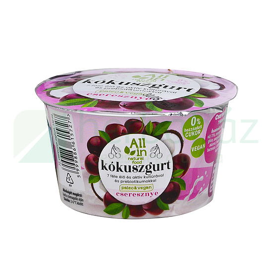 ALL IN NATURAL FOOD PALEO ÉS VEGÁN CSERESZNYÉS ÉLŐFLÓRÁS KÓKUSZGURT 150G [H]