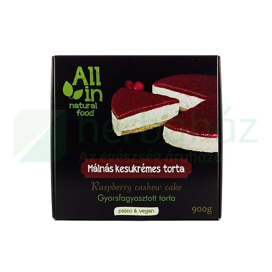 ALL IN NATURAL FOOD PALEO ÉS VEGÁN MÁLNÁS KESUKRÉMES TORTA FAGYASZTOTT 900G [F]