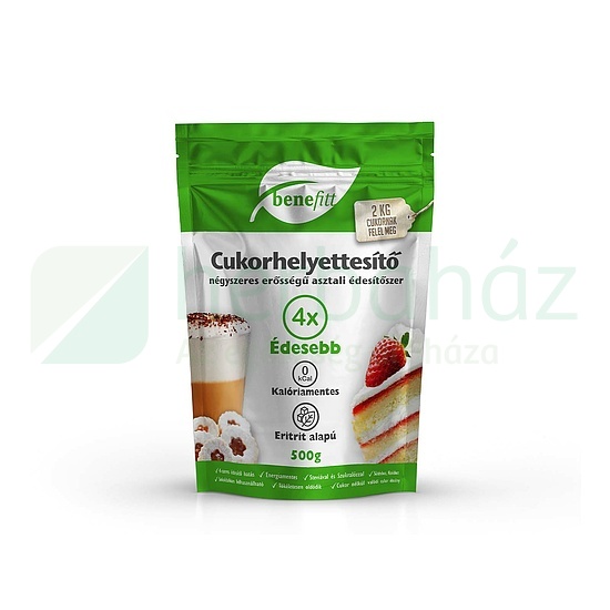 BENEFITT CUKORHELYETTESÍTŐ (ERITRIT-STEVIA-SZUKRALÓZ) 4X ERŐSSÉGŰ 500G