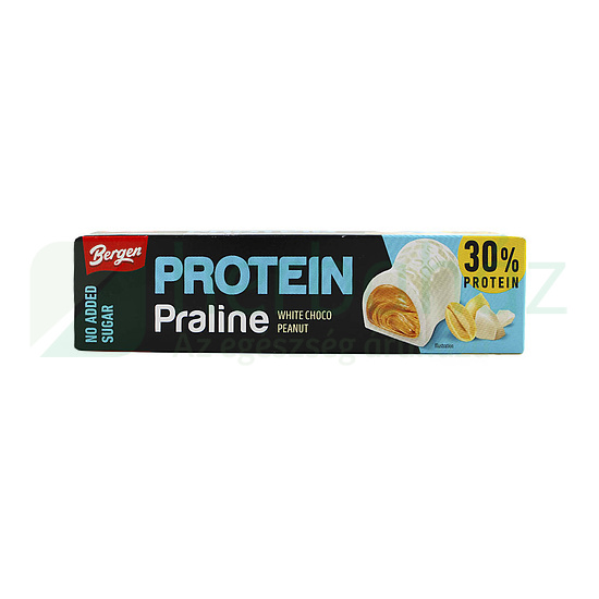 BERGEN PROTEIN PRALINÉ FEHÉR CSOKOLÁDÉS, MOGYORÓS ÍZZEL HCN 50G