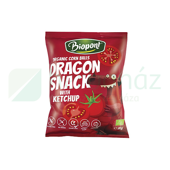 BIO BIOPONT GLUTÉNMENTES DRAGON FLIPS KUKORICA SNACK KETCHUPOS 20G