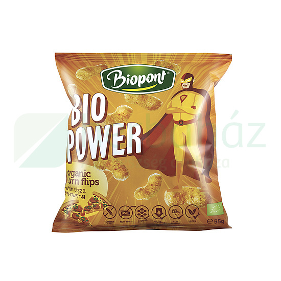 BIO BIOPONT POWER EXTRUDÁLT KUKORICA SNACK, PIZZA ÍZESÍTÉSSEL 55G