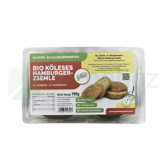 BIO GLUTÉN- ÉS ALLERGÉNMENTES GOLDEN GRANET KÖLESES HAMBURGERZSEMLE 190G