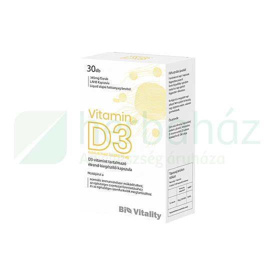 BIO VITALITY D3-VITAMIN 2000NE LÁGYZSELÉ KAPSZULA 30DB