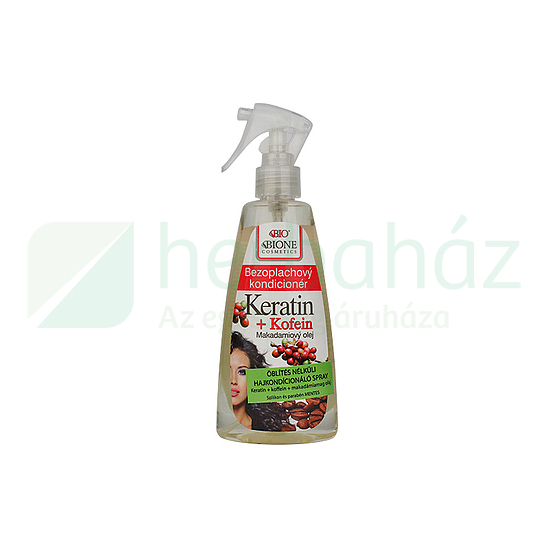 BIONE KERATIN + KOFFEIN+MAKADÁMIAMAG OLAJ - ÖBLÍTÉS NÉLKÜLI HAJKONDICIONÁLÓ SPRAY 260ML