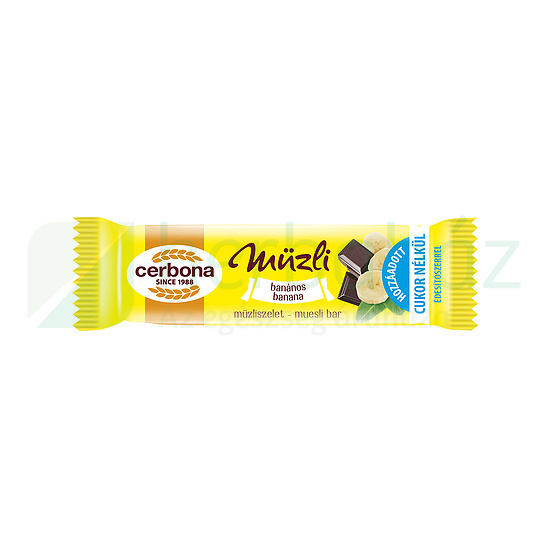 CERBONA BANÁNOS MÜZLISZELET KAKAÓS TEJBEVONÓVAL - CUKORMENTES 20G