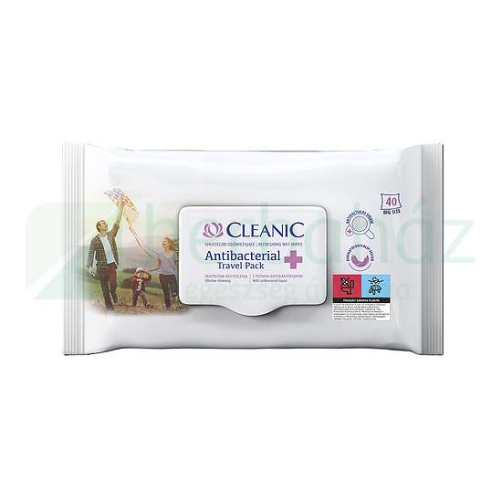 CLEANIC ANTIBAKTERIÁLIS FRISSÍTŐ TÖRLŐKENDŐ - ANTIBACTERIAL TRAVEL PACK 40DB