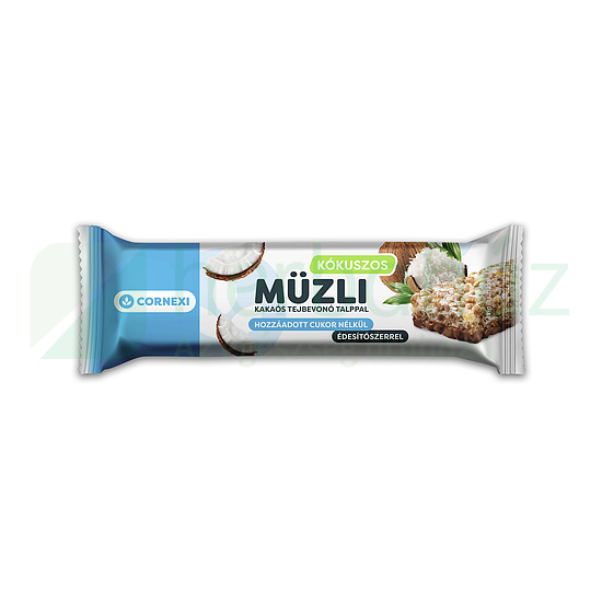 CORNEXI KÓKUSZOS MÜZLISZELET KAKAÓS TEJBEVONÓ TALPPAL ÉDESÍTŐSZERREL 25G