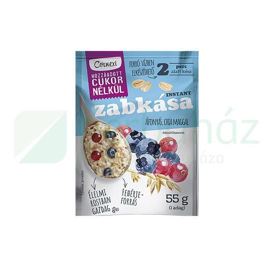 CORNEXI ZABKÁSA ÁFONYÁS CHIA MAGGAL, ÉDESÍTŐSZERREL 55G