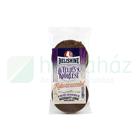 DELISHINE PUFFASZTOTT KUKORICASZELET KAKAÓS BEVONÓVAL HOZZÁADOTT CUKOR NÉLKÜLI 55G