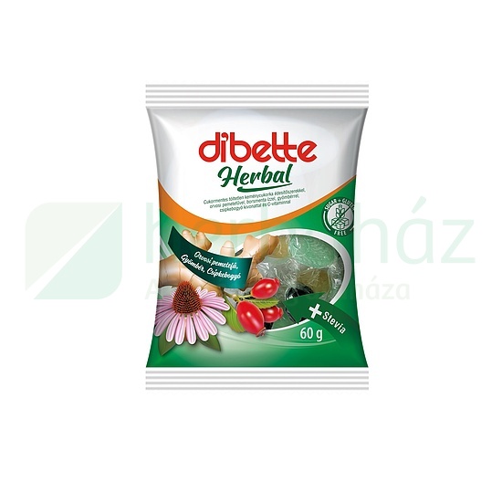 DIBETTE HERBAL CUKORMENTES VEGYES GYÓGYNÖVÉNYES CUKORKA ÉDESÍTŐSZEREKKEL 60G