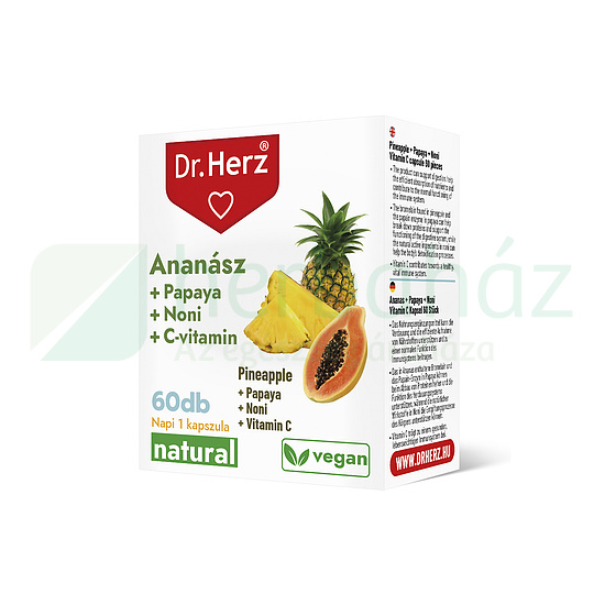 DR. HERZ ANANÁSZ + PAPAYA + NONI + C-VITAMIN KAPSZULA 60DB