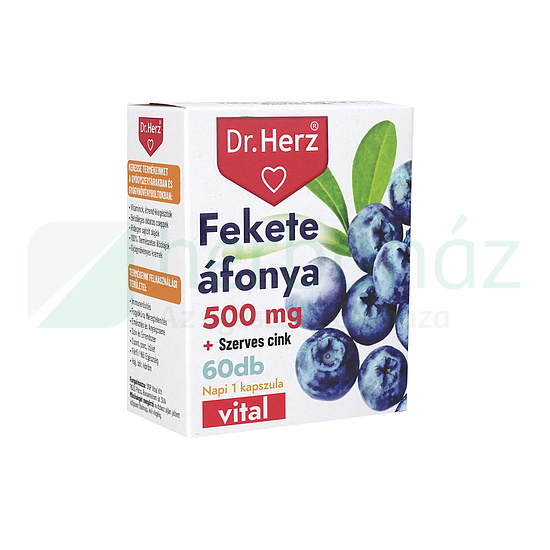 DR. HERZ FEKETE ÁFONYA 500 MG + SZERVES CINK KAPSZULA 60DB