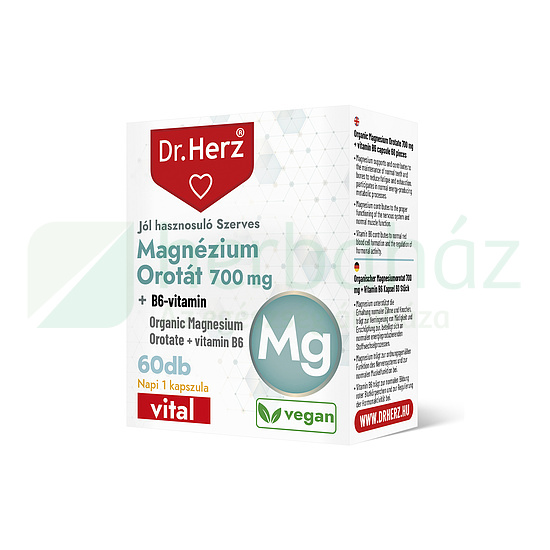 DR. HERZ MAGNÉZIUM OROTÁT 700MG + B6-VITAMIN KAPSZULA 60DB