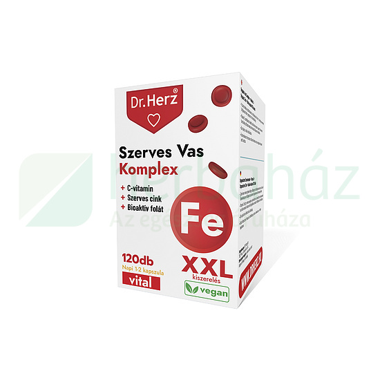 DR. HERZ XXL SZERVES VAS KOMPLEX+C-VITAMIN+SZERVES CINK+FOLÁT KAPSZULA 120DB