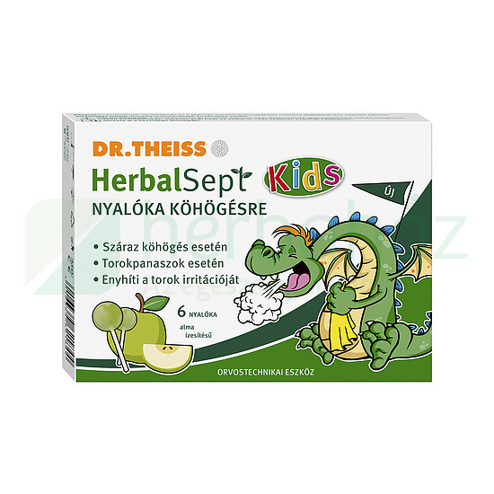 DR. THEISS HERBALSEPT KIDS NYALÓKA KÖHÖGÉSRE ALMA ÍZESÍTÉSŰ 6DB