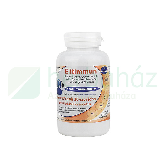 ELITIMMUN QUERCEFIT KVERCETIN C-VITAMIN-CINK-SZELÉN-D3-VITAMIN ÉS RÉZ TARTALMÚ KAPSZULA 60DB