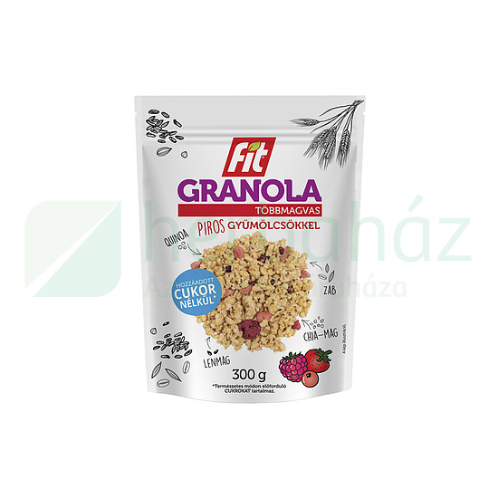 FIT GRANOLA TÖBBMAGVAS PIROS GYÜMÖLCSÖKKEL 300G