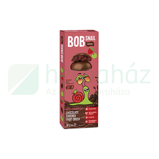 GLUTÉNMENTES BOB SNAIL GYÜMÖLCSSNACK TEJCSOKOLÁDÉBAN ALMA-EPER 30G