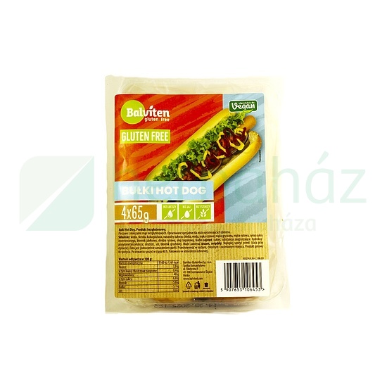 GLUTÉNMENTES BALVITEN VEGAN HOT DOG KIFLI (4X65) 260G