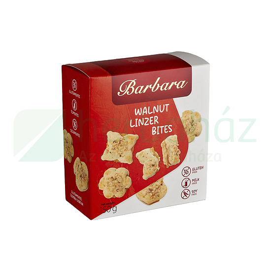 GLUTÉNMENTES BARBARA DIÓVAL SZÓRT, KAJSZIBARACKÍZZEL TÖLTÖTT LINZER 150G