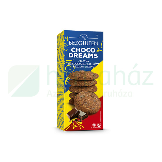 GLUTÉNMENTES BEZGLUTEN KAKAÓS KEKSZ CSOKOLÁDÉ DARABOKKAL, HOZZÁADOTT CUKOR NÉLKÜL 110G