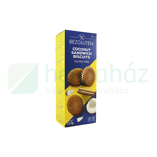 GLUTÉNMENTES BEZGLUTEN TÖLTÖTT KEKSZ, KÓKUSZOS 210G
