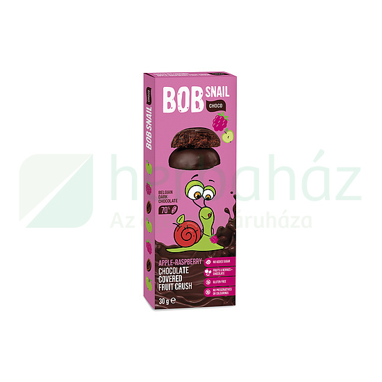 GLUTÉNMENTES BOB SNAIL GYÜMÖLCS SNACK ÉTCSOKOLÁDÉBAN ALMA-MÁLNA 30G