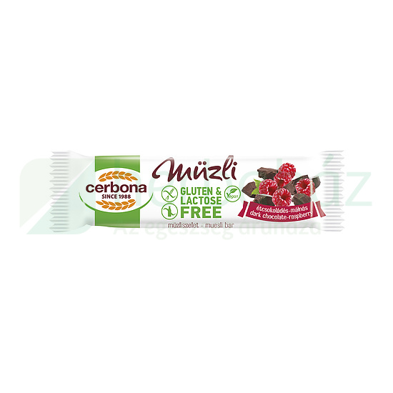 GLUTÉNMENTES CERBONA ÉTCSOKIS MÁLNÁS MÜZLI SZELET 35G