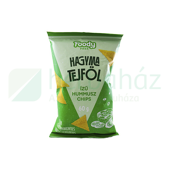 GLUTÉNMENTES FOODY FREE HUMMUS CHIPS HAGYMA TEJFÖL ÍZ  60G