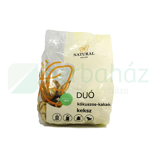 GLUTÉNMENTES NATURAL DUÓ KEKSZ KÓKUSZOS-KAKAÓS 150G