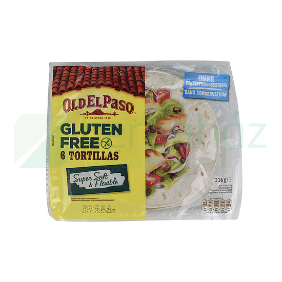 GLUTÉNMENTES OLD EL PASO TORTILLALAP 216G