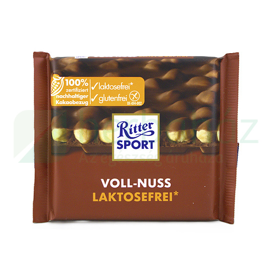 GLUTÉNMENTES RITTER SPORT EGÉSZMOGYORÓS CSOKOLÁDÉ LAKTÓZMENTES 100G