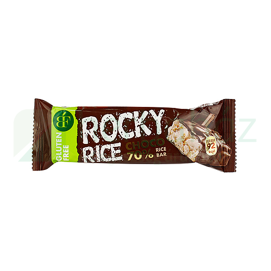 GLUTÉNMENTES ROCKY RICE 70% ÉTCSOKOLÁDÉVAL BEVONT PUFFASZTOTT RIZS SZELET 18G