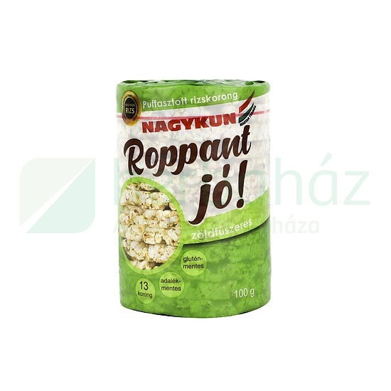 GLUTÉNMENTES ROPPANT JÓ! PUFFASZTOTT RIZSKORONG ZÖLDFŰSZERES 100G