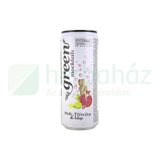 GREEN MOCKTAILS GRÁNÁTALMA-LIME-GYÖMBÉRES SZÉNSAVAS ITAL STEVIÁVAL 330ML DRS+50FT BETÉTDÍJ