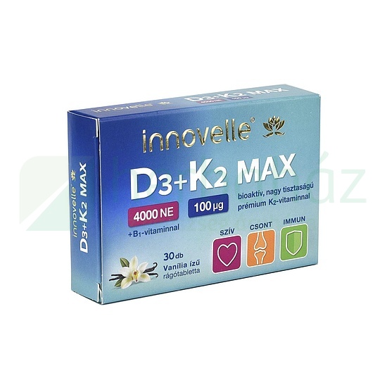 INNOVELLE D3+K2 MAX 4000 NE VANÍLIA ÍZŰ RÁGÓTABLETTA 30DB