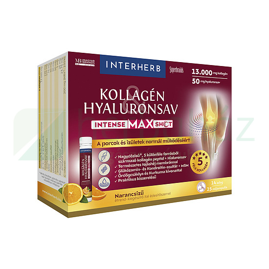 INTERHERB KOLLAGÉN HYALURONSAV INTENSE MAX SHOT NARANCSÍZŰ 14X25ML