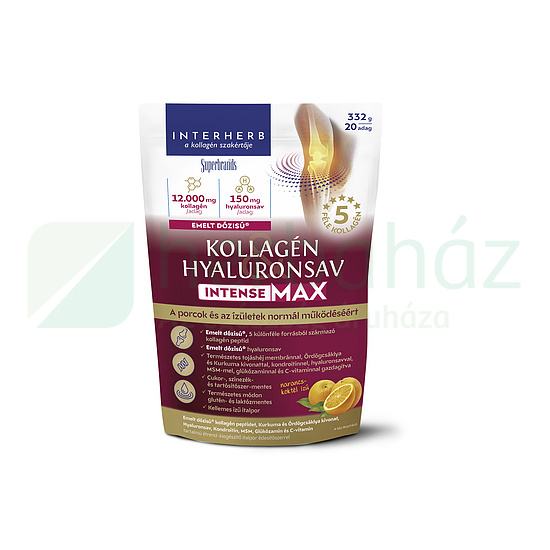 INTERHERB KOLLAGÉN&HYALURONSAV INTENSE-MAX PORCÉPÍTŐ ITALPOR NARANCSKOKTÉL ÍZŰ 332G