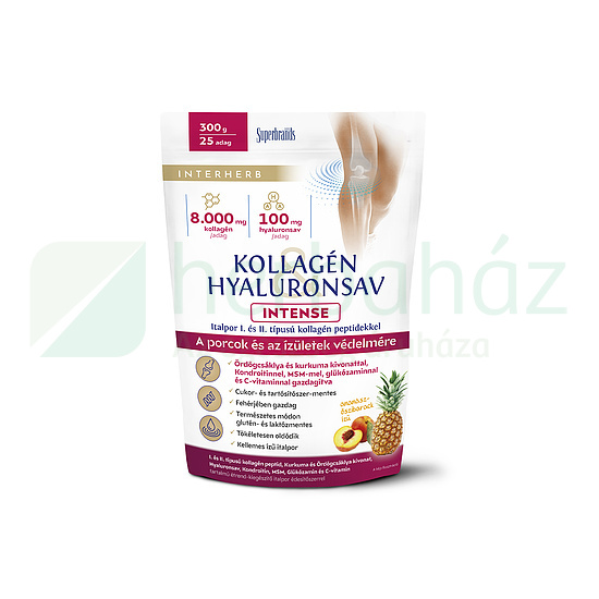 INTERHERB KOLLAGÉN&HYALURONSAV INTENSE PORCÉPÍTŐ ITALPOR ANANÁSZ-ŐSZIBARACK ÍZŰ 300G