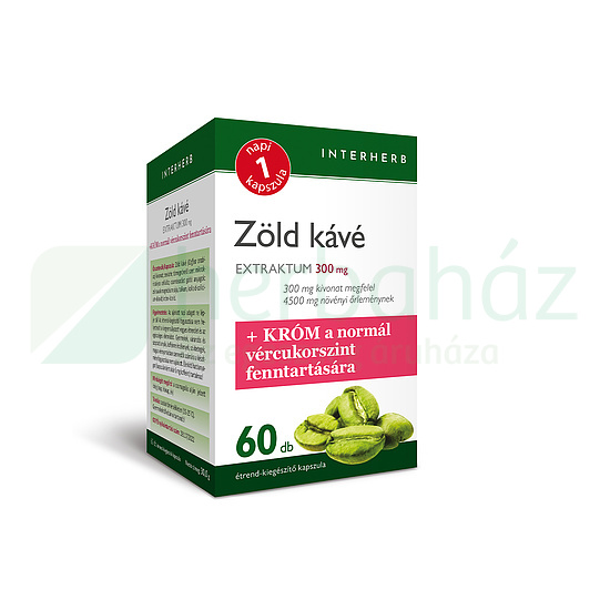 INTERHERB NAPI 1 ZÖLD KÁVÉ EXTRAKTUM 300MG+KRÓM KAPSZULA 60DB