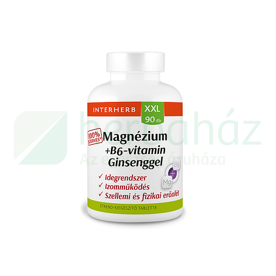 INTERHERB XXL MAGNÉZIUM 100% SZERVES + B6 + GINSENG TABLETTA 90DB