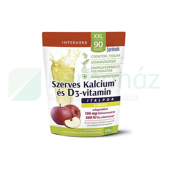 INTERHERB XXL SZERVES KALCIUM + D3 ALMAÍZŰ ITALPOR 90 ADAG 270G