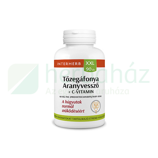 INTERHERB XXL TŐZEGÁFONYA+ARANYVESSZŐ+C-VITAMIN TABLETTA 90DB