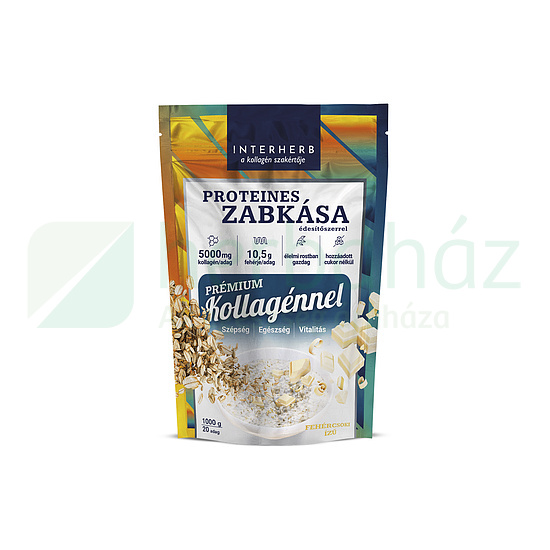 INTERHERB ZABKÁSA PROTEINES FEHÉRCSOKI ÍZŰ (PRÉMIUM KOLLAGÉNNEL) 1000G