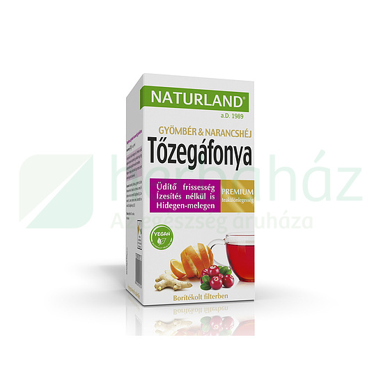 NATURLAND TŐZEGÁFONYA GYÖMBÉR-NARANCSHÉJ GYÜMÖLCSÖS ÍZÉLMÉNY TEA 20DB