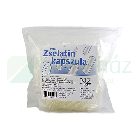 N&Z NATÚR ÜRES LÁGYZSELATIN KAPSZULA 00 MÉRETŰ 500DB