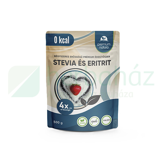 PREMIUM NATURA NÉGYSZERES ERŐSSÉGŰ ÉDESÍTŐSZER-STEVIA ÉS ERITRIT 500G